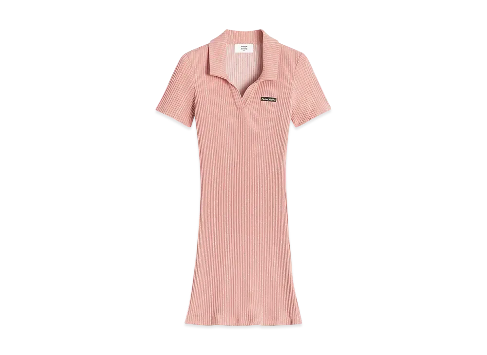 Maison Kitsune Handwritten Label Rib Polo One Piece "Porcelaine Pink"