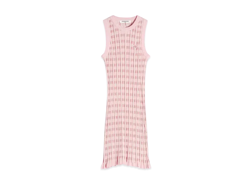 Maison Kitsune Baby Fox Patch Check Short Dress "Fraise"