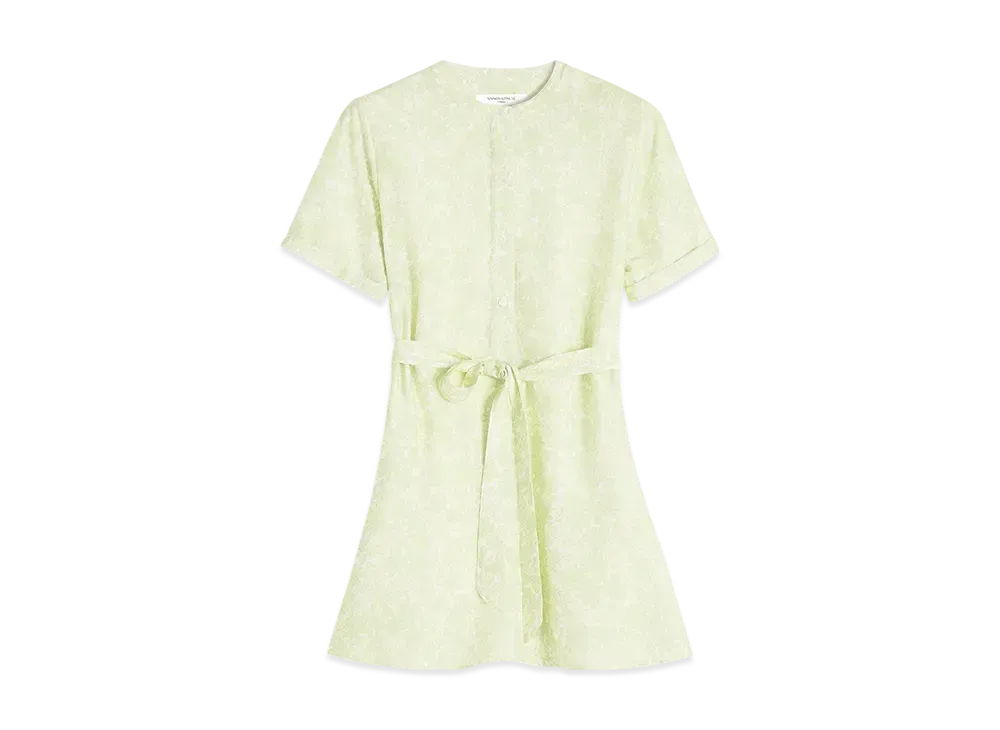 Maison Kitsune Short Sleeve Mini Dress "Lime Print"