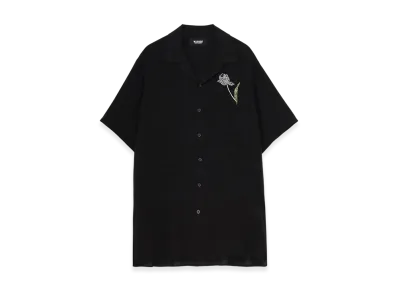 WILDSIDE Yohji Yamamoto Tulip Embroidery Short Sleeve Shirt "Black"