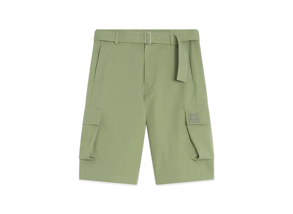 Maison Kitsune Belted Cargo Bermuda "Turf Green"