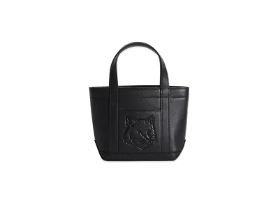 Maison Kitsune Fox Head Leather Mini Tote "Black"