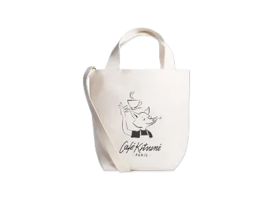 Maison Kitsune Cafe Kitsune Barista Fox Mini Tote Bag "Tapioca"