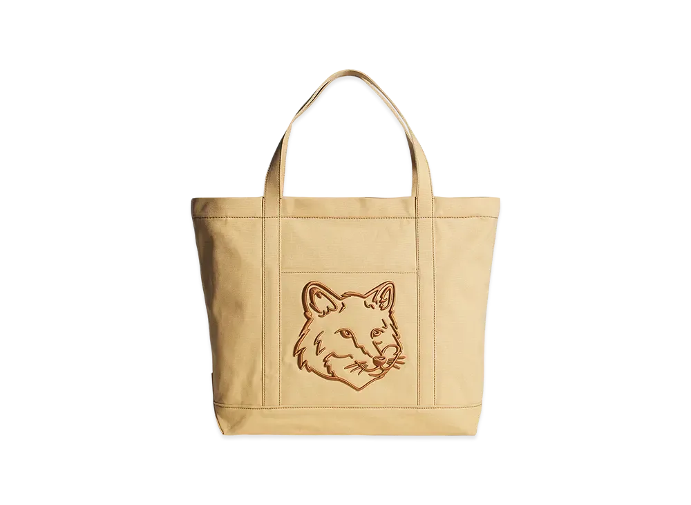 Maison Kitsune Fox Head Large Tote "Cork"