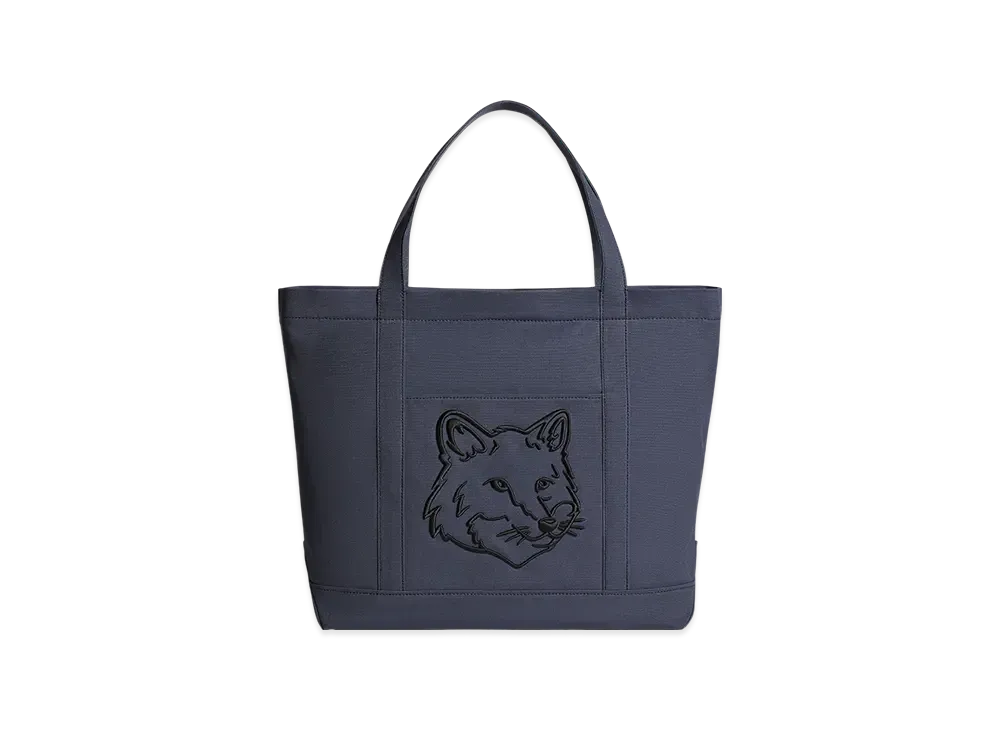 Maison Kitsune Fox Head Large Tote "Slate Grey"