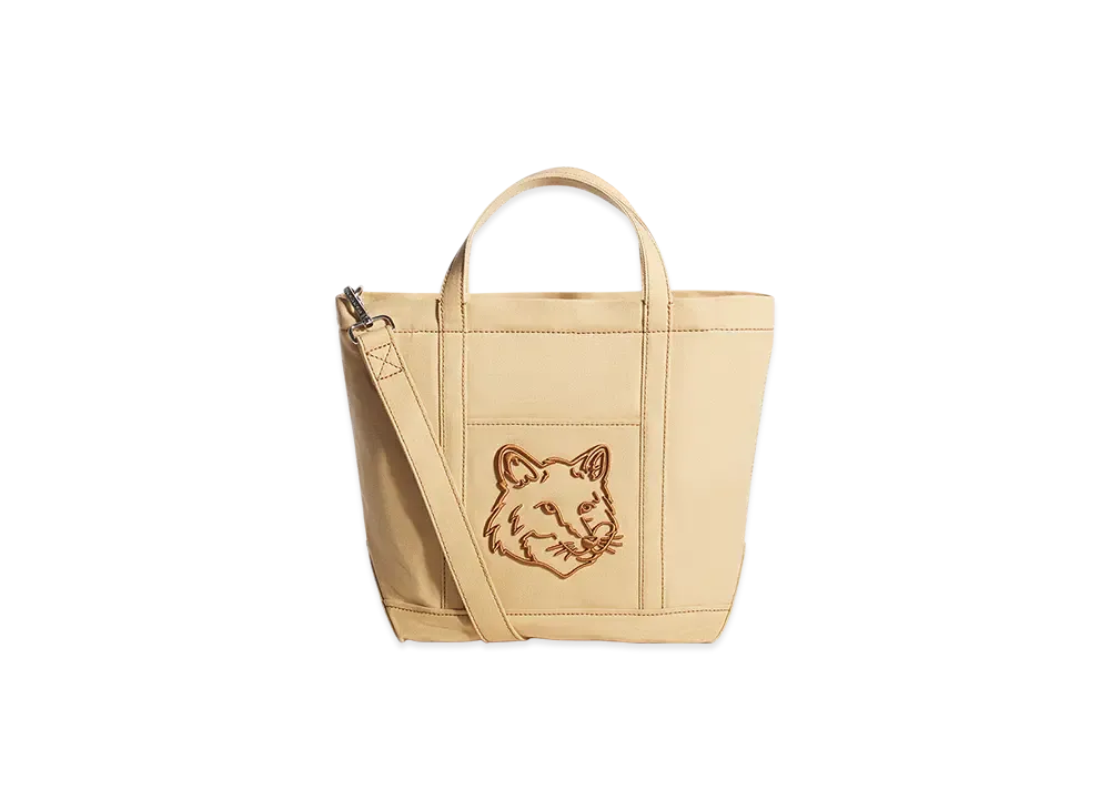 Maison Kitsune Fox Head Small Tote "Cork"