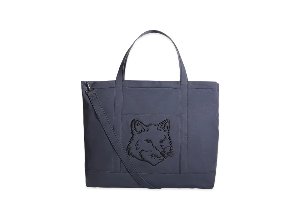 Maison Kitsune Fox Head XL Tote "Slate Grey"
