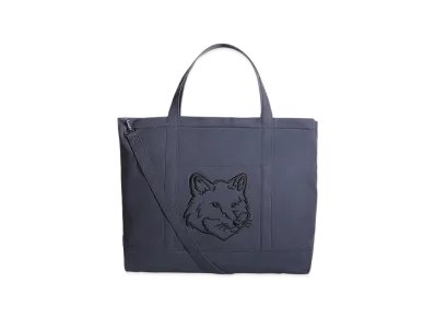 Maison Kitsune Fox Head XL Tote "Slate Grey"