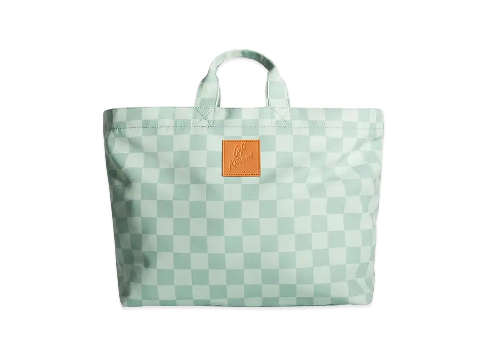 Maison Kitsune Cafe Kitsune Checkerboard Maxi Tote Bag "Basile/Lime Pattern"