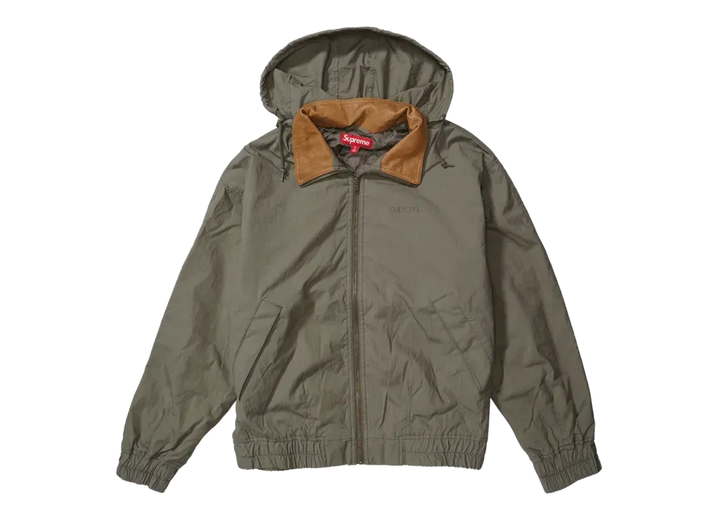 Supreme Leather Collar Utility Jacket "Olive"