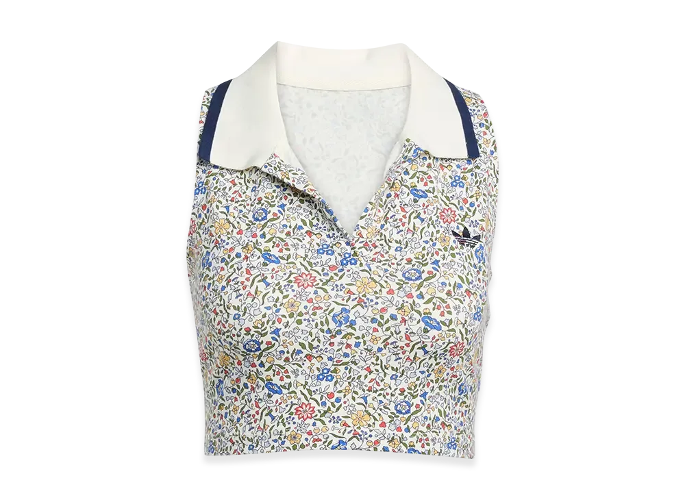 adidas x Liberty London Sleeveless Cropped Polo Shirt "Off White/Semi Lucid Red"