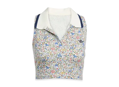 adidas x Liberty London Sleeveless Cropped Polo Shirt "Off White/Semi Lucid Red"