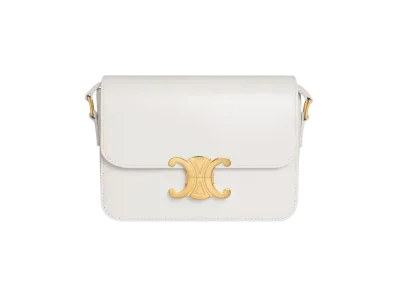 CELINE Teen Triomphe Bag in Shiny Calfskin "White"