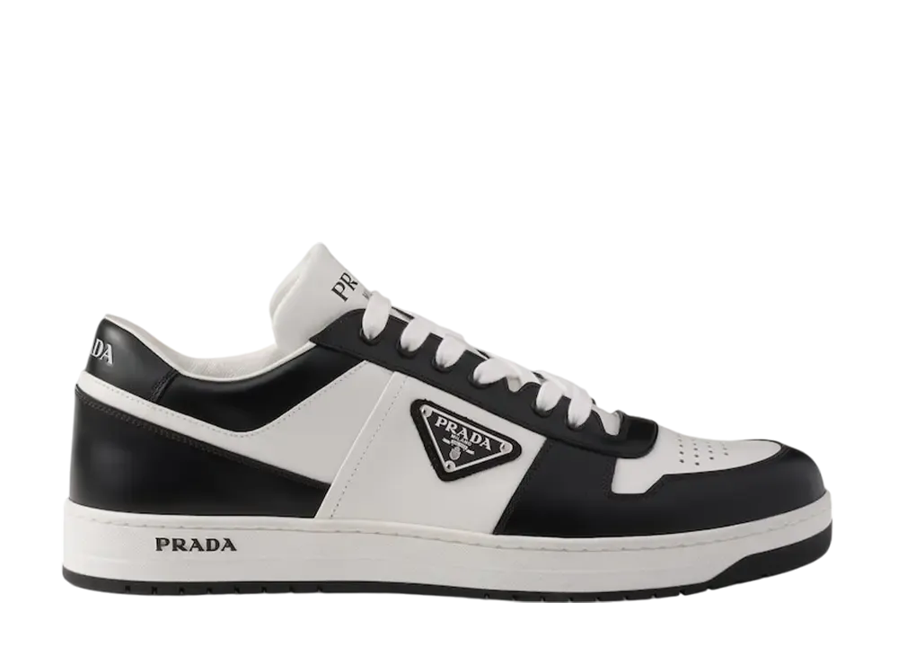 PRADA Downtown Leather Sneakers "White/Black"