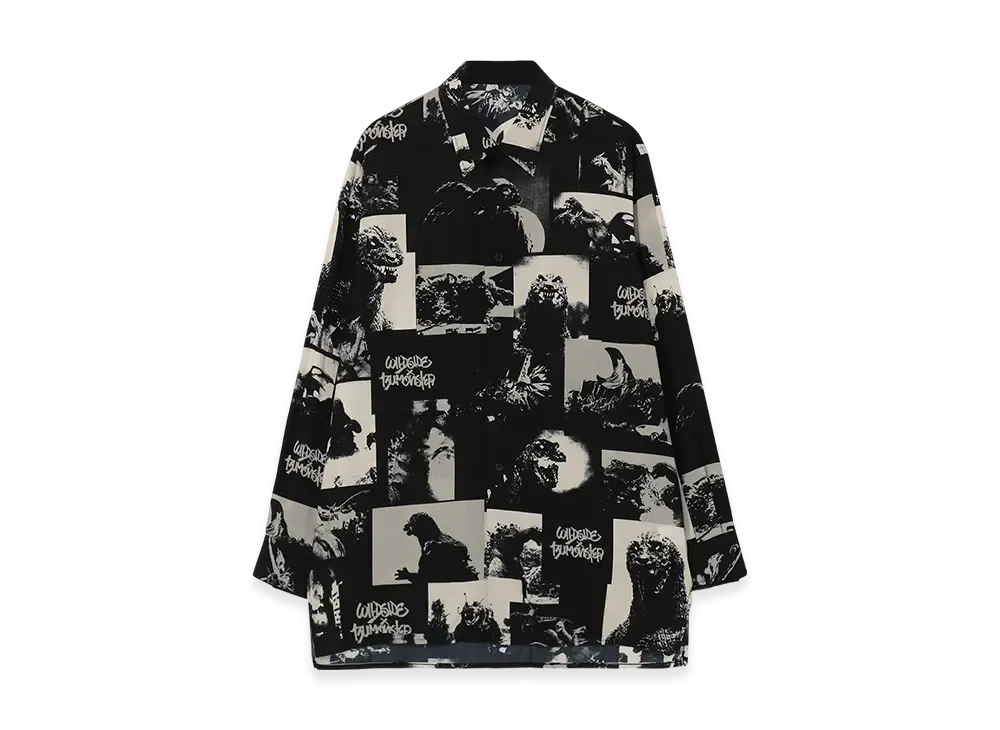 WILDSIDE Yohji Yamamoto x IZUMONSTER All-over Print Rayon Shirt "Black"