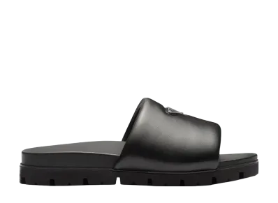 PRADA Padded Nappa Slide Sandals "Black"