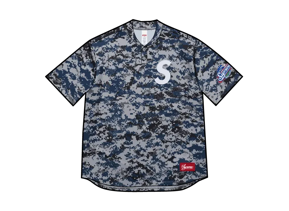 Supreme S Logo Baseball Henley "Digi Camo"