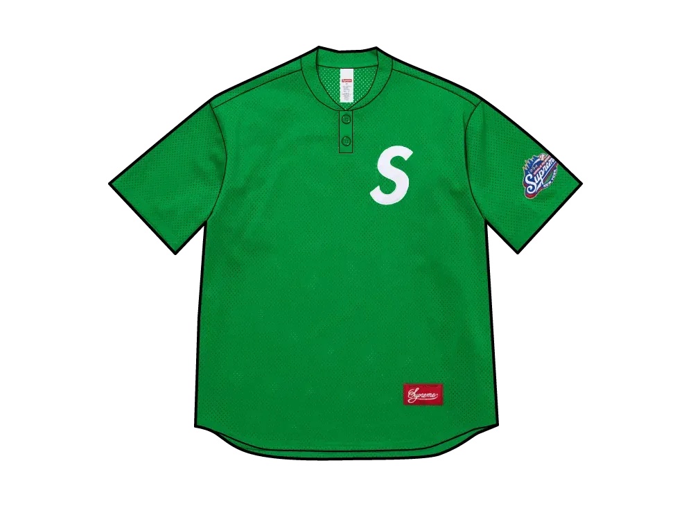 Supreme S Logo Baseball Henley "Green"