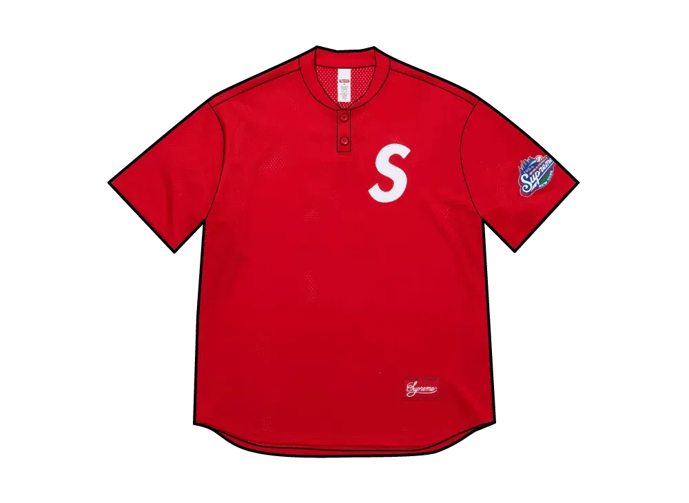 Supreme S Logo Baseball Henley "Red"