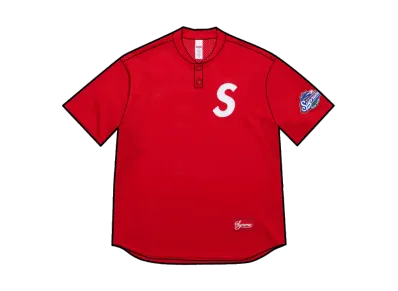 Supreme S Logo Baseball Henley "Red"