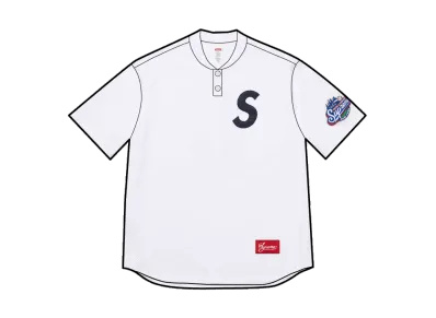 Supreme S Logo Baseball Henley "White"
