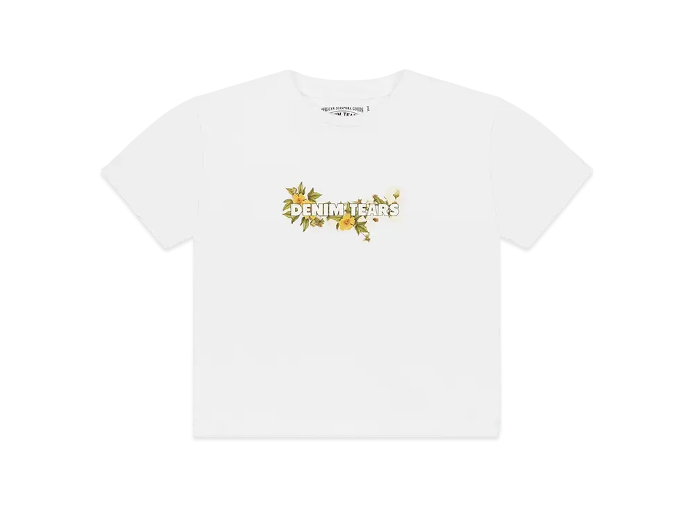 DENIM TEARS Kids Cotton Floral Logo Tee "White"