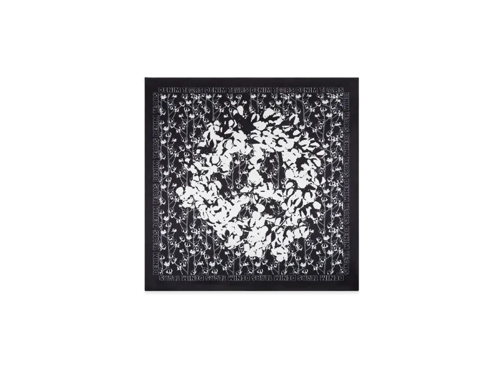 DENIM TEARS Peace Wreath Silk Scarf "Black"