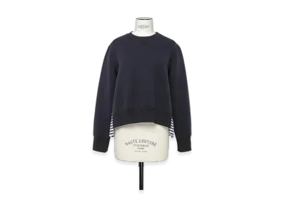 sacai Sponge Sweat x Cotton Poplin Pullover "Navy/Navy Stripe"