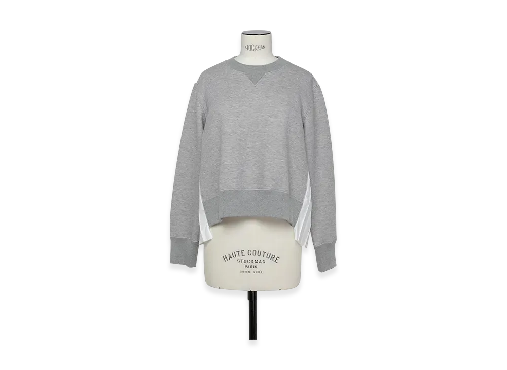 sacai Sponge Sweat x Cotton Poplin Pullover "Light Grey/Off White"