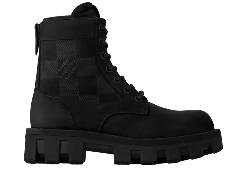 ルイヴィトン LV チェッカー アンクルブーツ "ノワール"