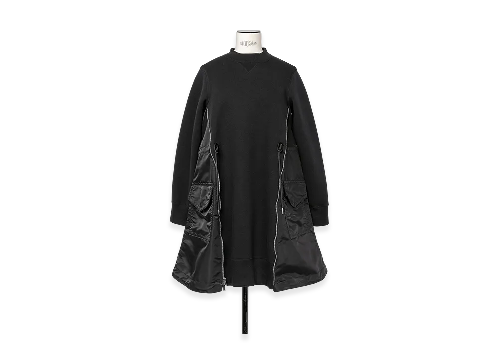 sacai Sponge Sweat x Nylon Twill Dress "Black/Black"