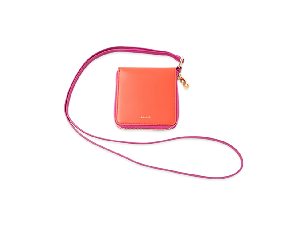 sacai Bicolor Half Fold Wallet "Orange/Pink"