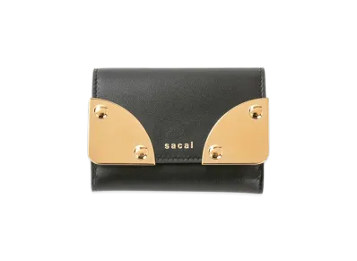 sacai Corner Metal Trifold Wallet "Black"