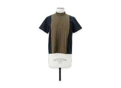 sacai Cotton Jersey x Satin T-Shirt "Navy/Khaki"