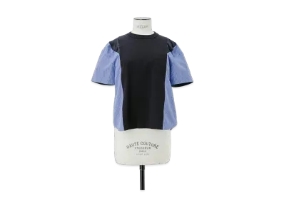 sacai Poplin x Cotton Jersey T-Shirt "Navy/Blue Stripe"