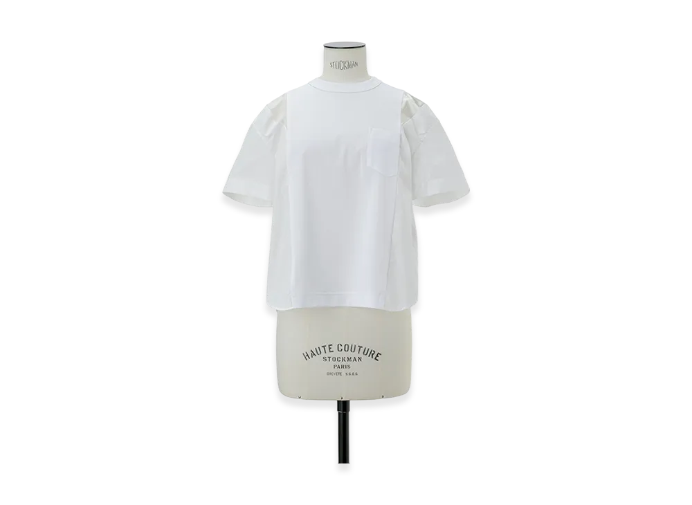 sacai Poplin x Cotton Jersey T-Shirt "White"