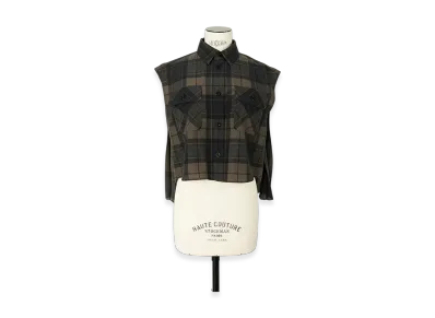 sacai Plaid Print Shirt "Khaki/Navy"