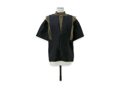 sacai Double-Faced Silk Cotton Pullover "Navy/Khaki"