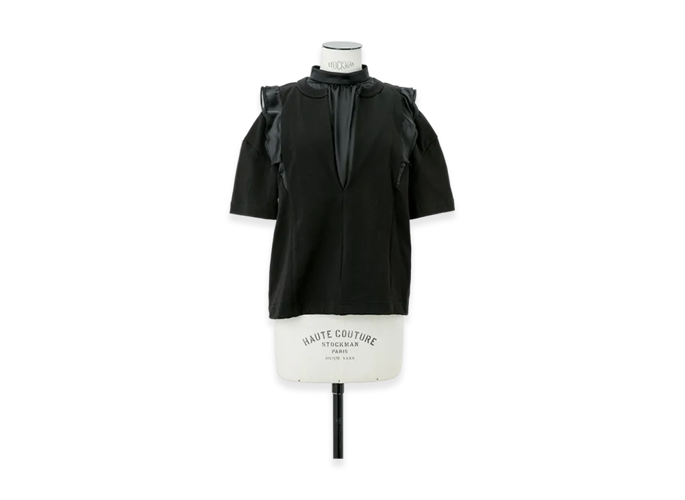sacai Cotton Jersey x Satin T-Shirt "Black"