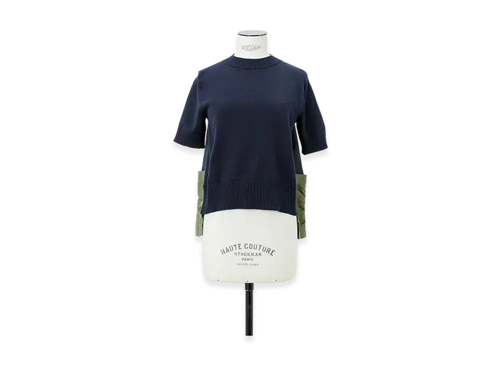 sacai Nylon Twill x Knit Pullover "Navy/Khaki"