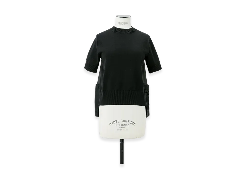 sacai Nylon Twill x Knit Pullover "Black"