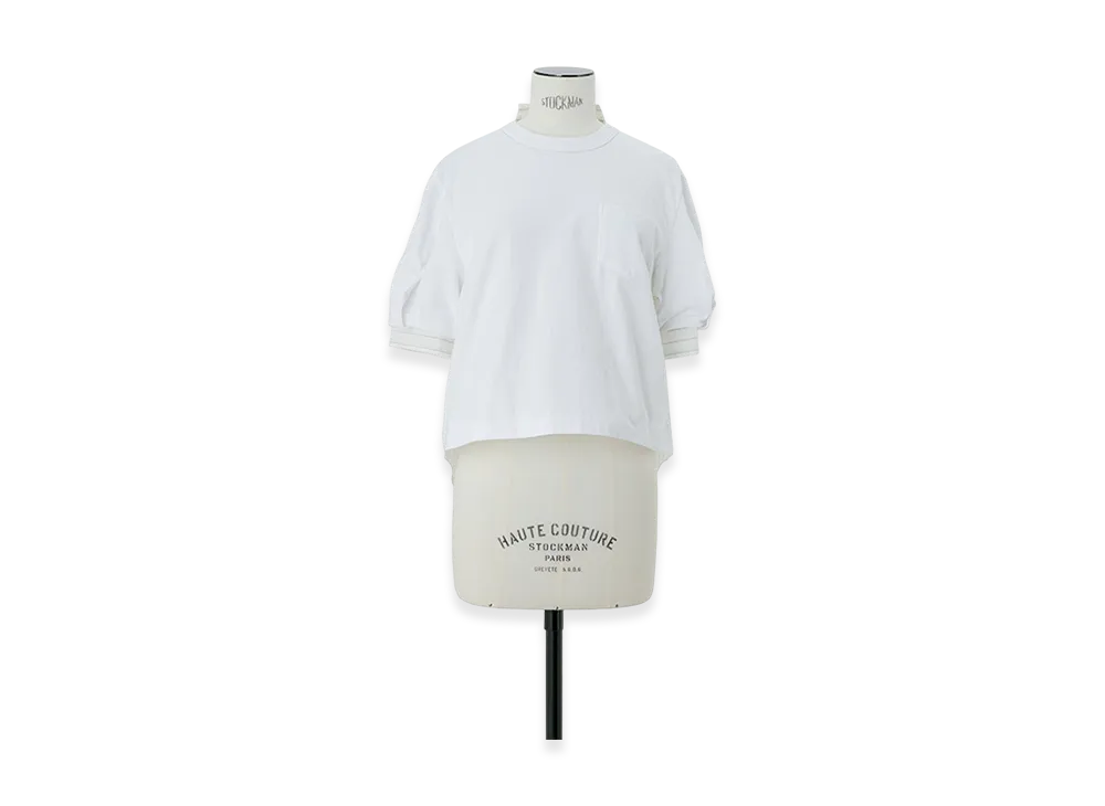 sacai Spun Organza x Cotton Jersey T-Shirt "Off White Stripe"