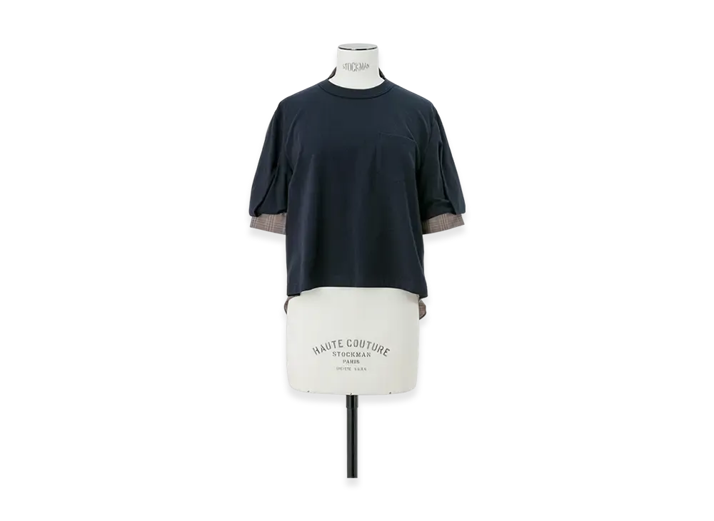 sacai Spun Organza x Cotton Jersey T-Shirt "Brown Check"