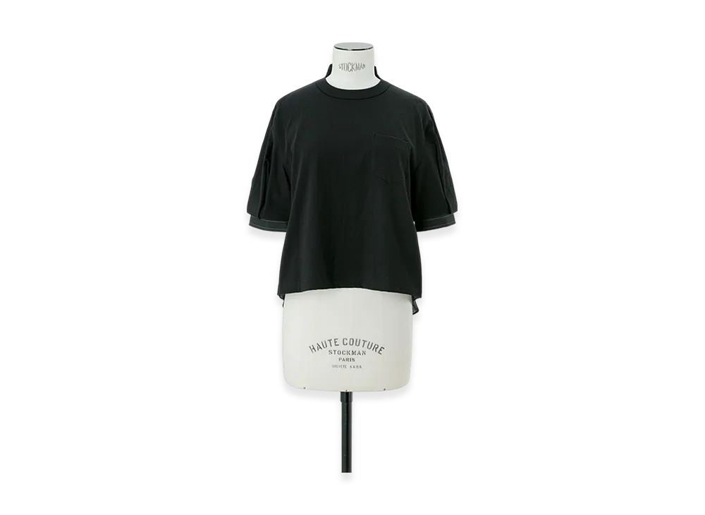 sacai Spun Organza x Cotton Jersey T-Shirt "Black Stripe"