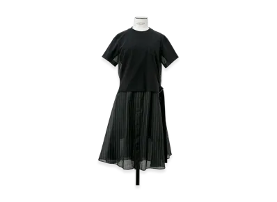 sacai Spun Organza x Cotton Jersey Dress "Black Stripe"