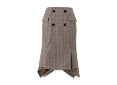 sacai Wool Silk Suiting Skirt "Brown Check"