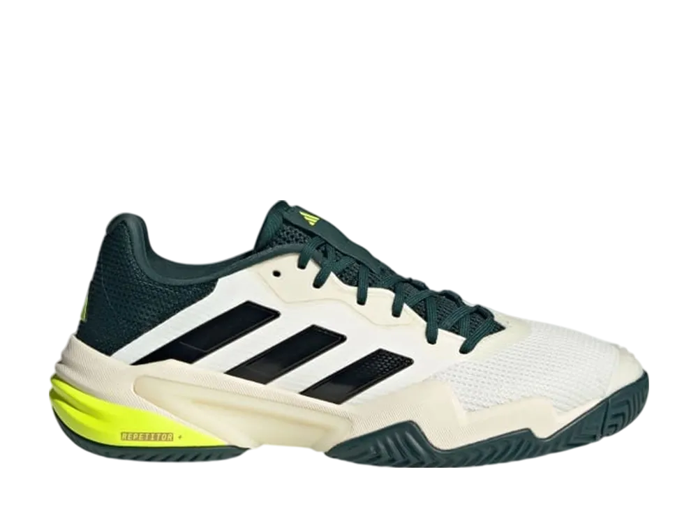 アディダス バリケード13 テニス "オフホワイト/コアブラック/パウダーティール"