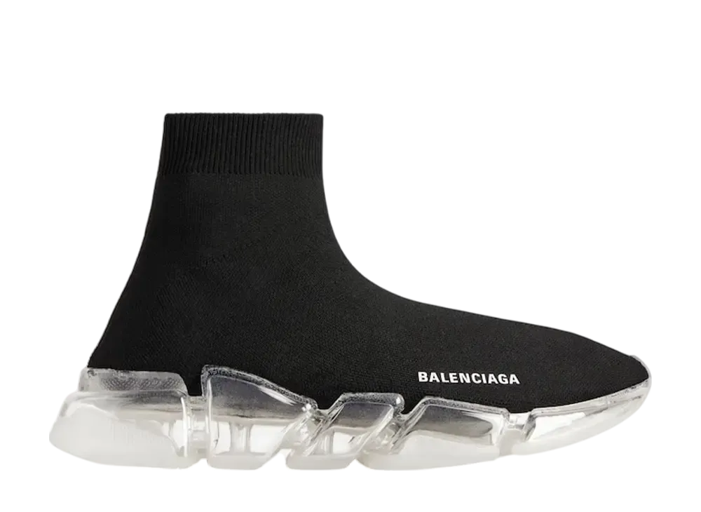 バレンシアガ スピード 2.0 フルクリア ソール リサイクルニット スニーカー "ブラック"