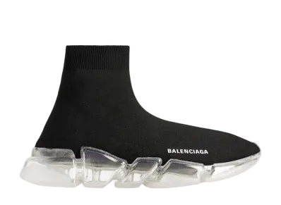 バレンシアガ スピード 2.0 フルクリア ソール リサイクルニット スニーカー "ブラック"