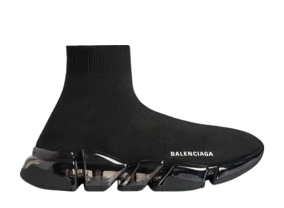 バレンシアガ スピード 2.0 フルクリア ソール リサイクルニット スニーカー "ブラック"